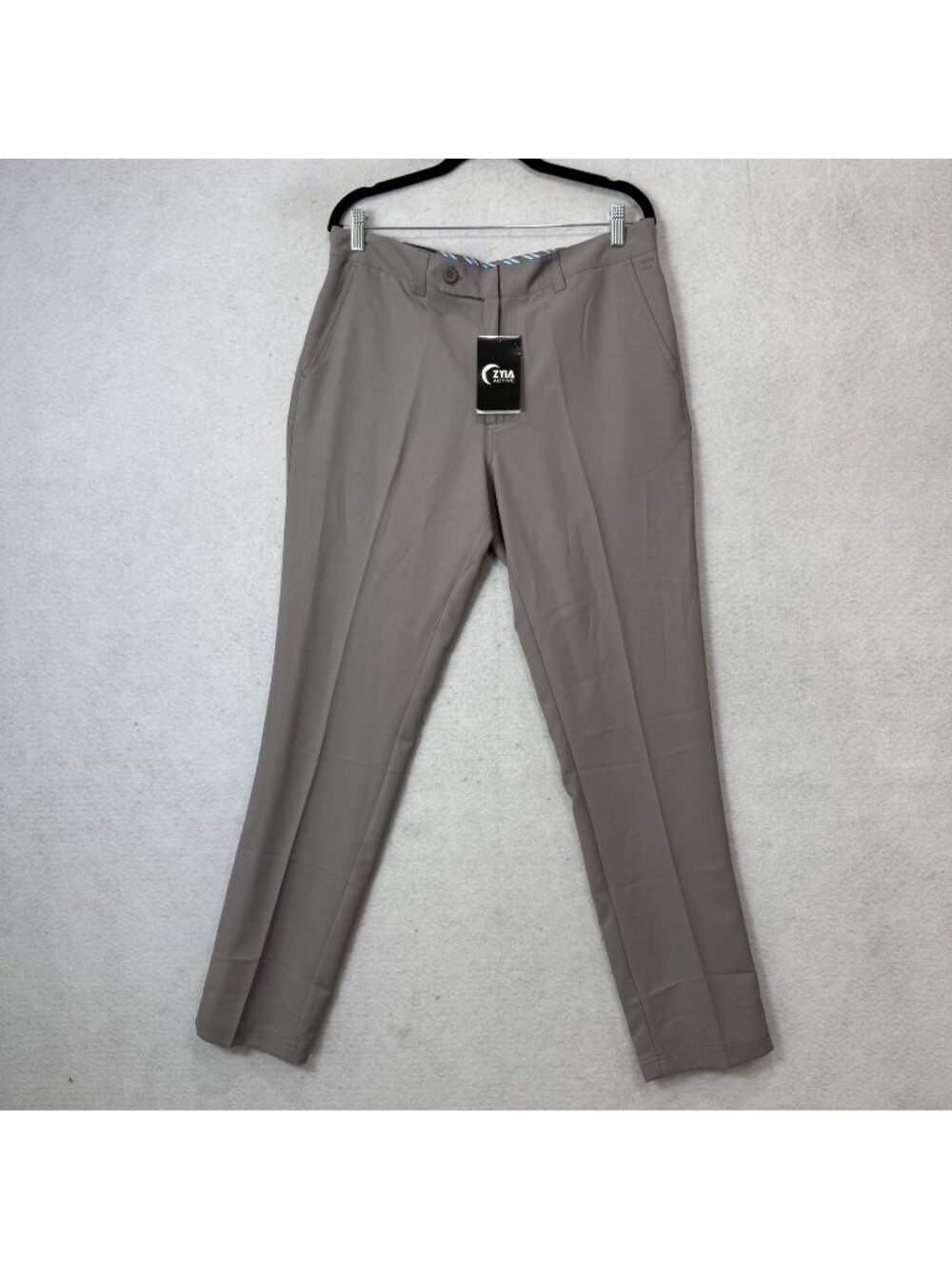 ZYIA Active Pants Mens 32x30 Gray Stretch Khaki Golf Casual Athletic Pockets